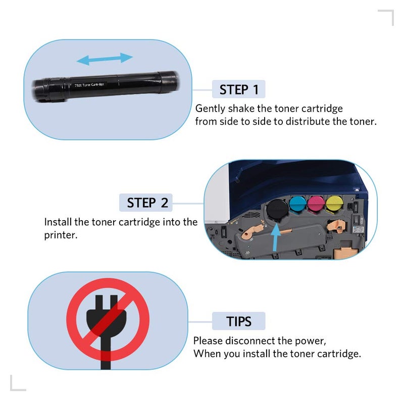 Leize Compatible 7525 Toner Cartridge Replacement for Xerox WorkCentre 7525 7830 7835 7845 7855 7556 7530 7535 7545 Printer Toner 006R01513 006R01514 006R01515 006R01516 (KCMY, 4-Pack) - Image 3